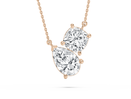 Round Pear Two Stone Necklace Cheap