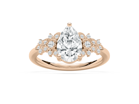 Pear Floral Engagement Ring Cheap