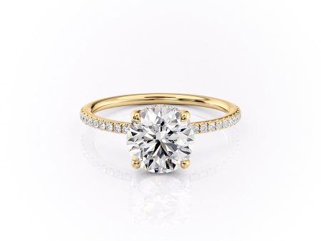 The Pave Sarah Set With A 3 Carat Round Moissanite Online Hot Sale