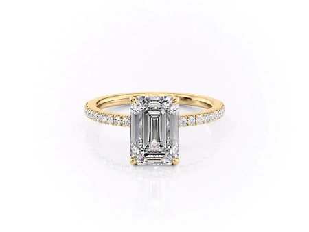 The Pave Eleanor Set With A 5 Carat Emerald Moissanite For Cheap