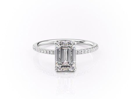 The Pave Sarah Set With A 4.5 Carat Emerald Moissanite Hot on Sale