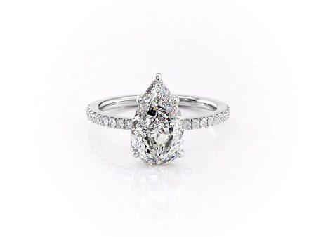 The Pave Eleanor Set With A 2 Carat Pear Moissanite Online Hot Sale