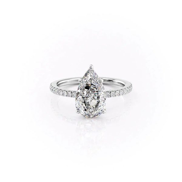 The Pave Eleanor Set With A 2 Carat Pear Moissanite Online Hot Sale