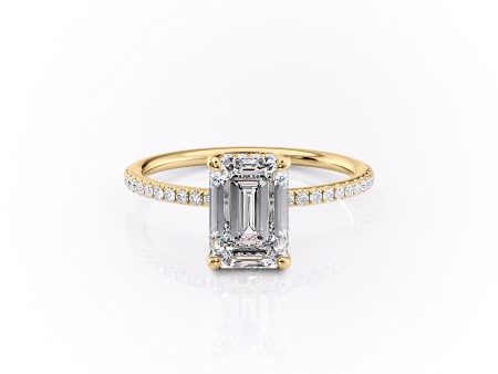 The Pave Sarah Set With A 4 Carat Emerald Moissanite Cheap