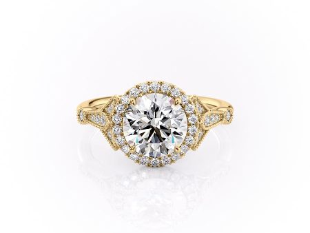 The Halo Stephanie Set With A 4.5 Carat Round Moissanite Online now