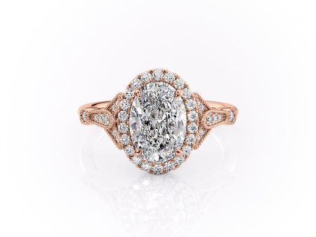 The Halo Stephanie Set With A 4 Carat Oval Moissanite Online now