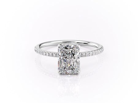 The Pave Sarah Set With A 4.5 Carat Radiant Moissanite For Sale