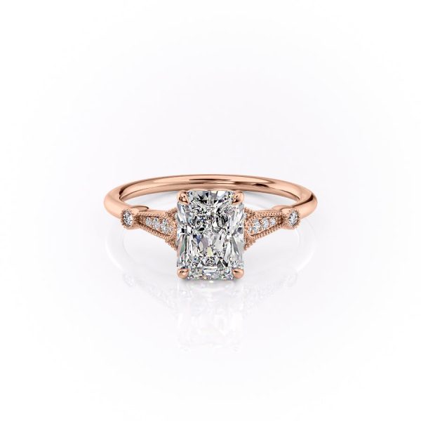 The Stephanie Set With A 4 Carat Radiant Moissanite Online Sale