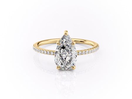 The Pave Sarah Set With A 2.5 Carat Pear Moissanite Hot on Sale