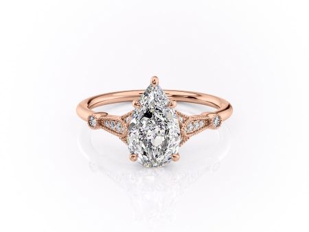 The Stephanie Set With A 3 Carat Pear Moissanite Online Sale