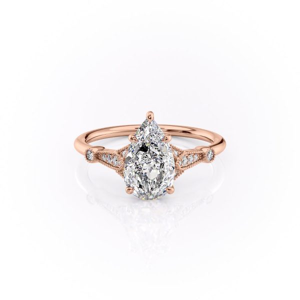 The Stephanie Set With A 3 Carat Pear Moissanite Online Sale