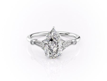 The Stephanie Set With A 3 Carat Pear Moissanite For Cheap