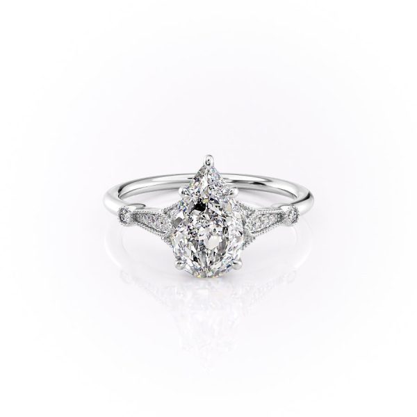 The Stephanie Set With A 3 Carat Pear Moissanite For Cheap