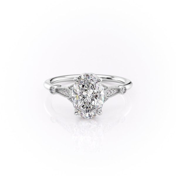 The Stephanie Set With A 1.5 Carat Oval Moissanite Cheap