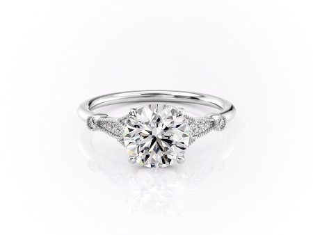 The Stephanie Set With A 3 Carat Round Moissanite For Cheap