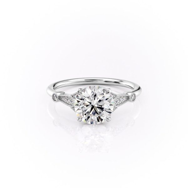 The Stephanie Set With A 3 Carat Round Moissanite For Cheap