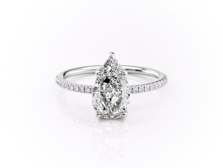 The Pave Sarah Set With A 4.5 Carat Pear Moissanite on Sale