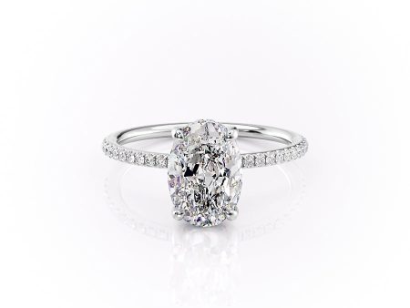 The Pave Sarah Set With A 3 Carat Oval Moissanite Sale